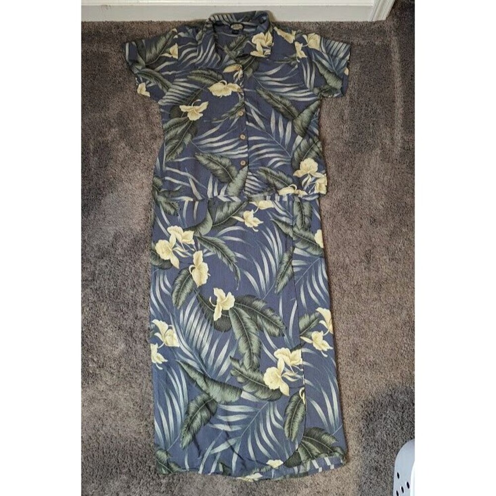 Tommy Bahama Floral Wrap Skirt &Top Set~Top Sz M & Midi Wrap Skirt Sz L